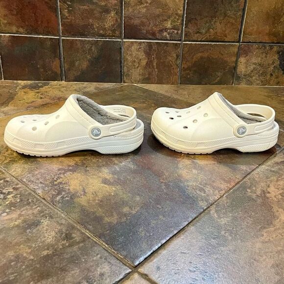 Crocs Kids White Lined Slingback Clogs 3 J 5 - Picture 6 of 12